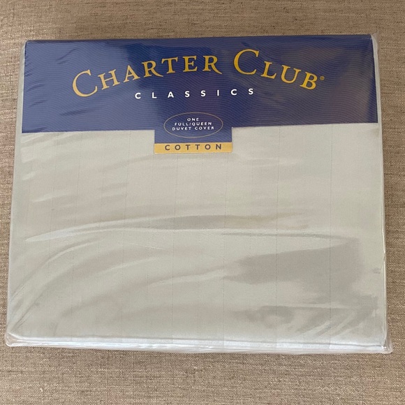 Charter Club Other - Charter Club Cotton Damask Stripe Duvet Sage Green